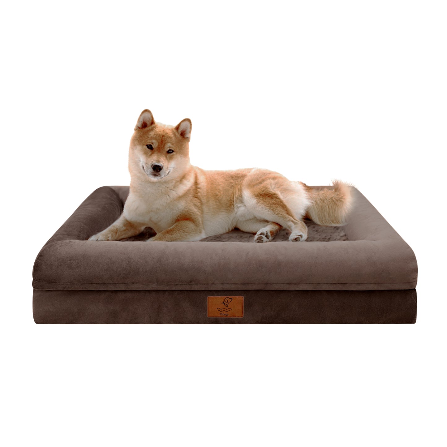 Yiruka Dog Bed, Orthopedic Dog Bed with Removable Cover, Grey Waterproof XL Dog Bed