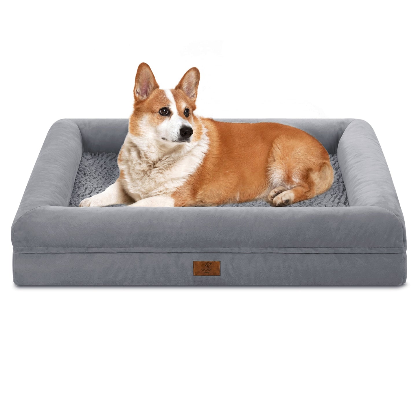 Yiruka Dog Bed, Orthopedic Dog Bed with Removable Cover, Grey Waterproof XL Dog Bed