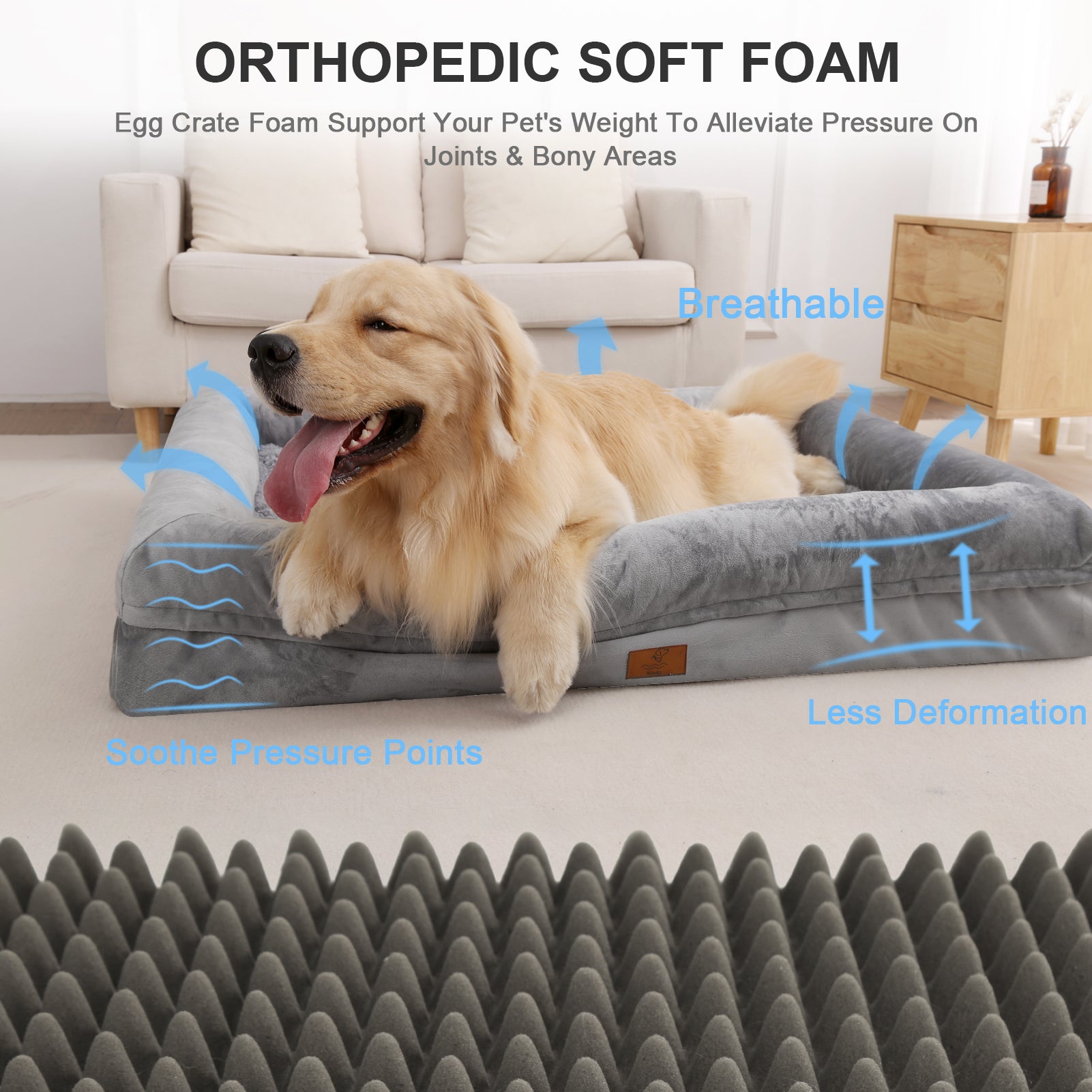 Grey orthopedic dog bed hotsell