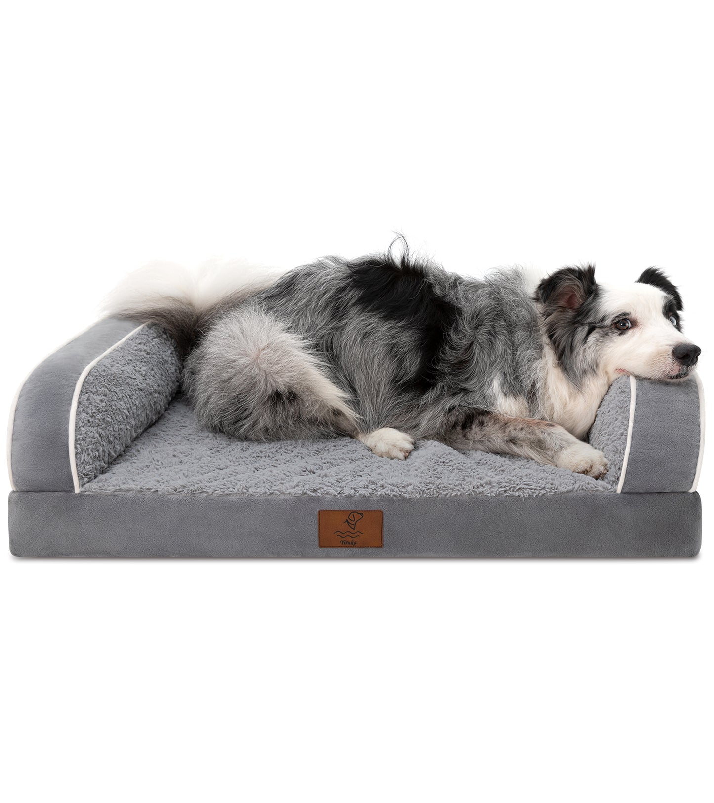 Yiruka Dog Bed, Dog Beds for Large Dogs, Washable Dog Bed with Removale Bolsters, High Bolster Dog Bed with Nonslip Bottom