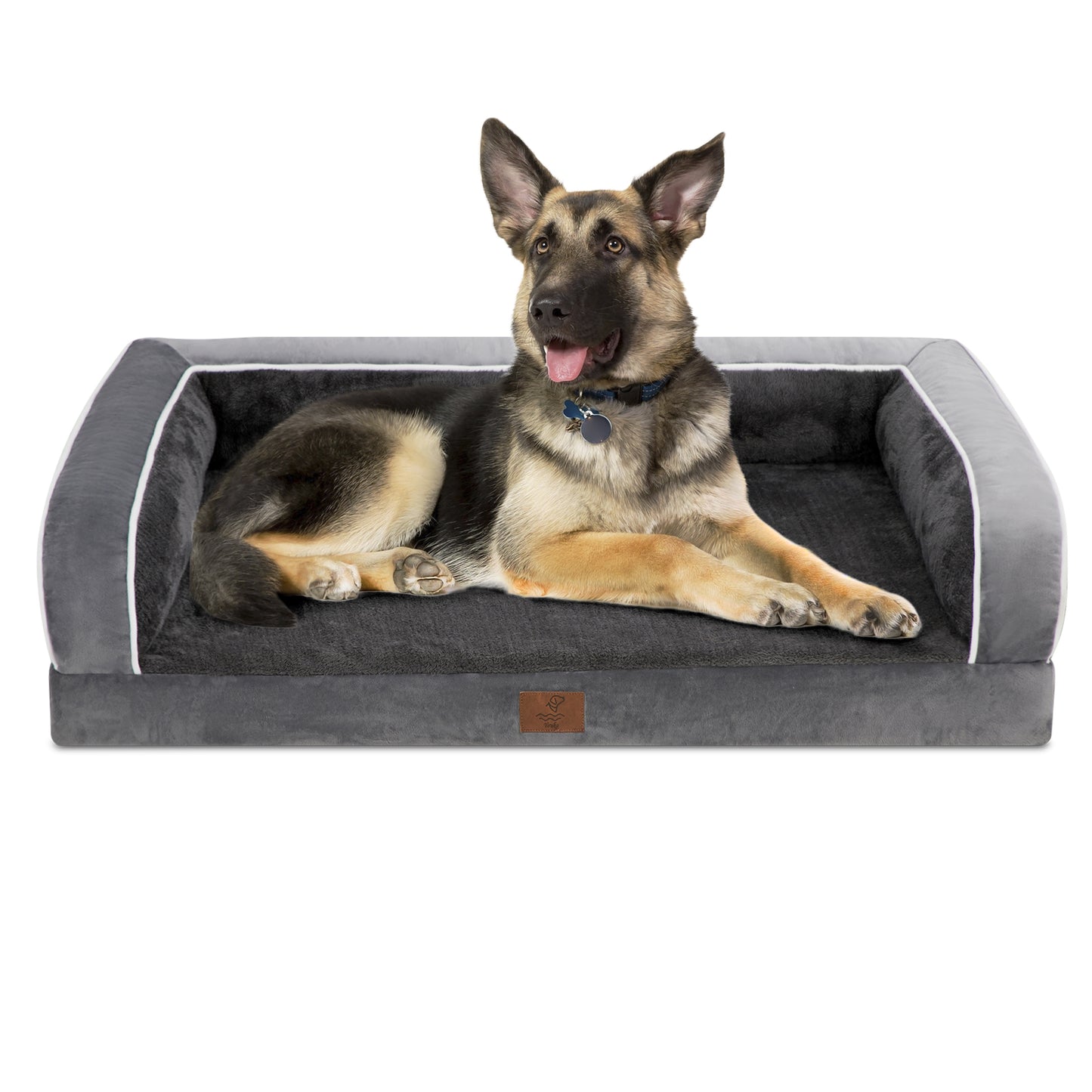 Yiruka Dog Bed, Dog Beds for Large Dogs, Washable Dog Bed with Removale Bolsters, High Bolster Dog Bed with Nonslip Bottom