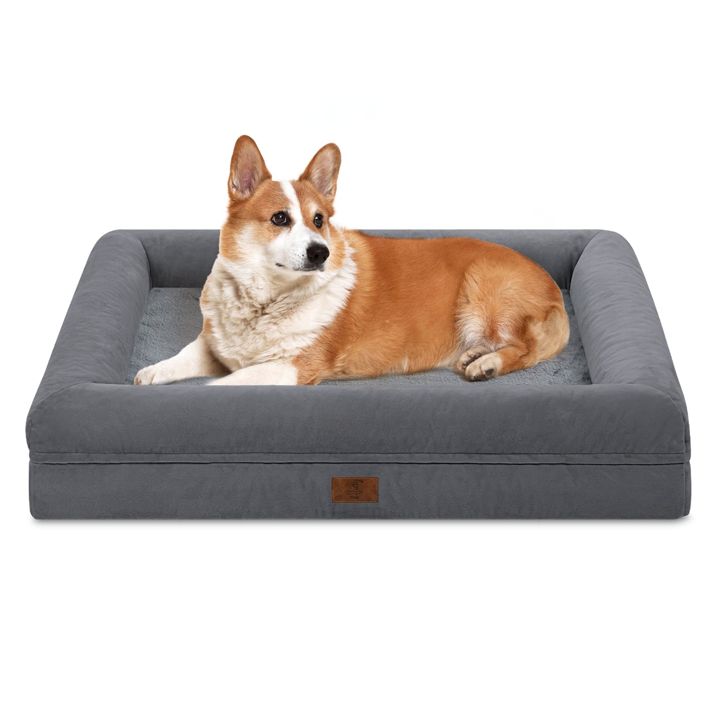 Yiruka Dog Bed, Orthopedic Dog Bed with Removable Cover, Grey Waterproof XL Dog Bed