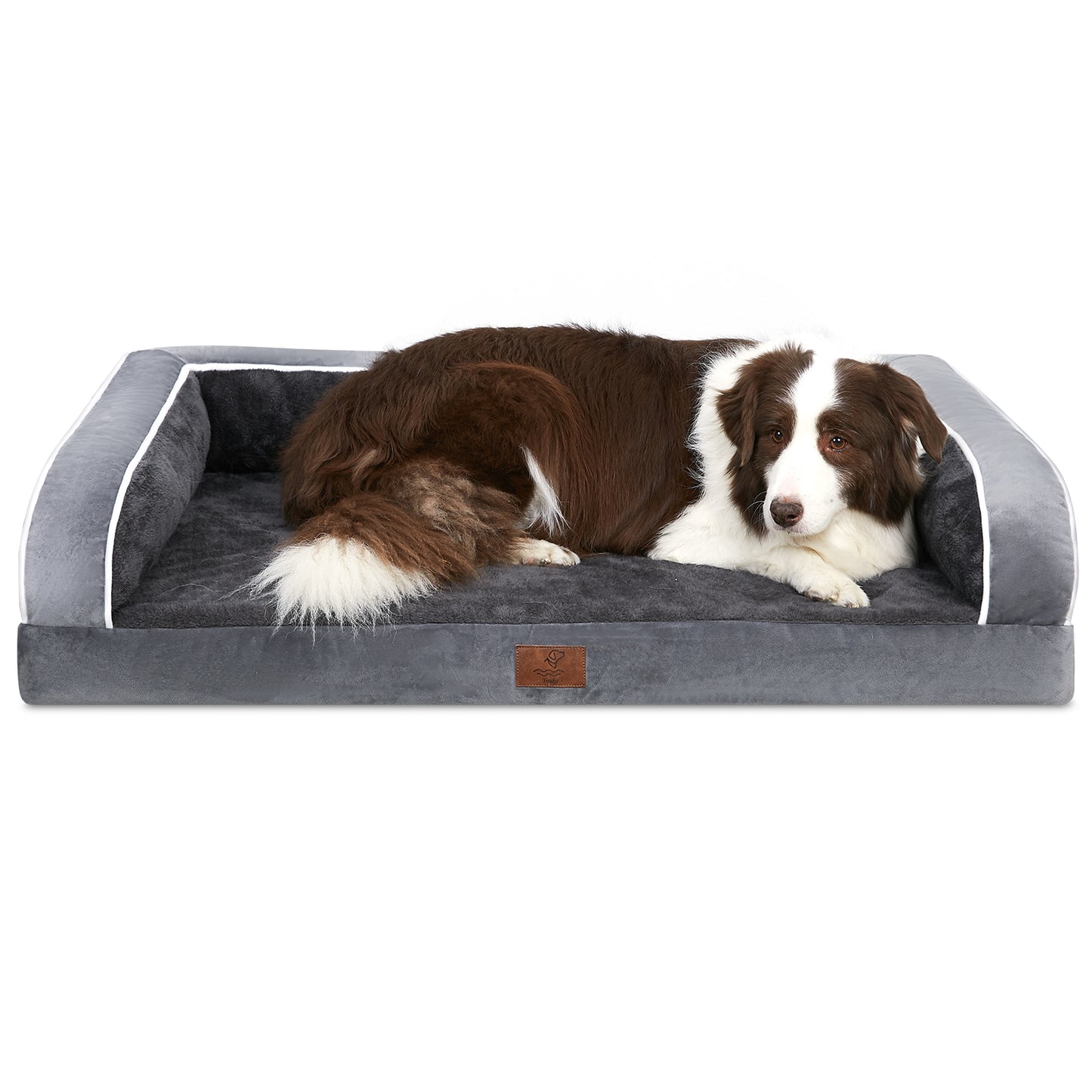 Yiruka Dog Bed, Dog Beds for Large Dogs, Washable Dog Bed with Removale Bolsters, High Bolster Dog Bed with Nonslip Bottom